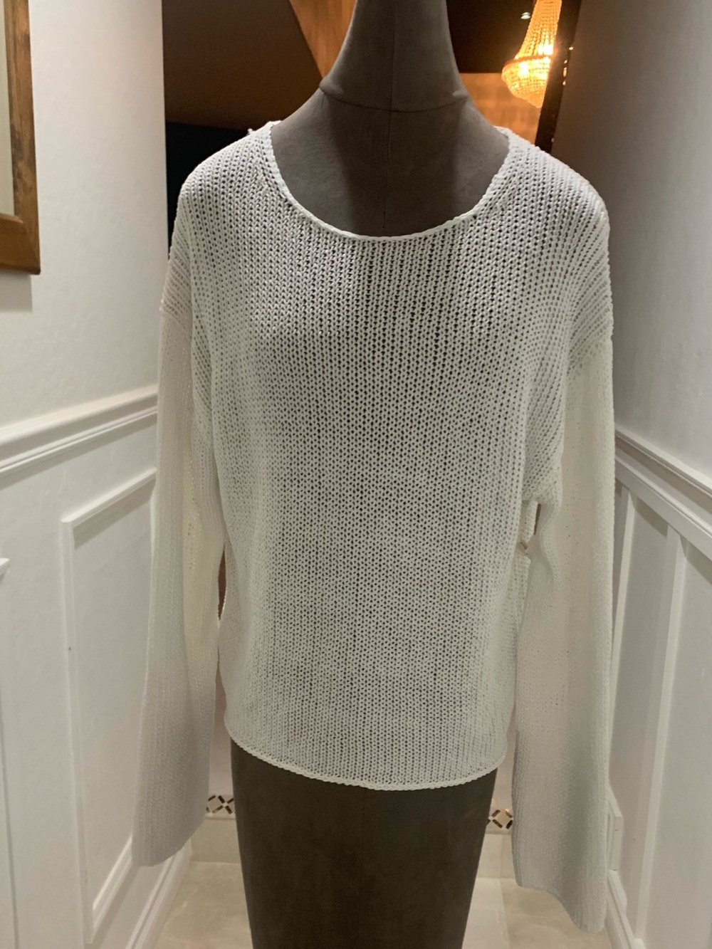 Vince Coated Stretch-Cotton Knit Sweater Size M